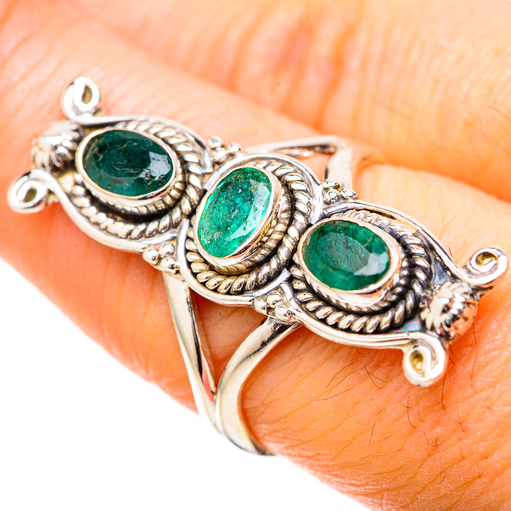 Zambian Emerald Rings handcrafted by Anasilvercos - RING129075