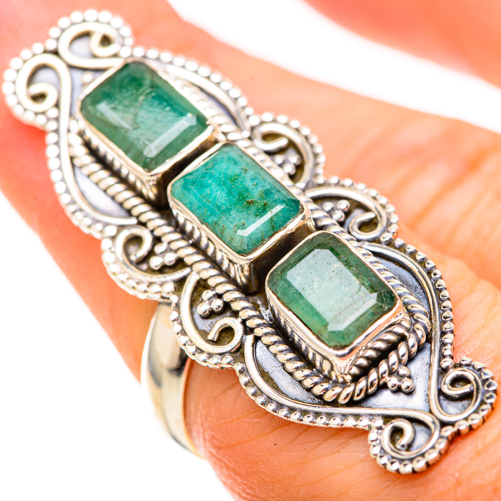 Zambian Emerald Rings handcrafted by Anasilvercos - RING129089
