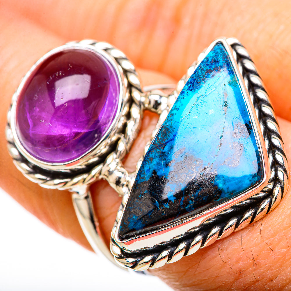 Shattuckite, Amethyst Rings handcrafted by Anasilvercos - RING129093