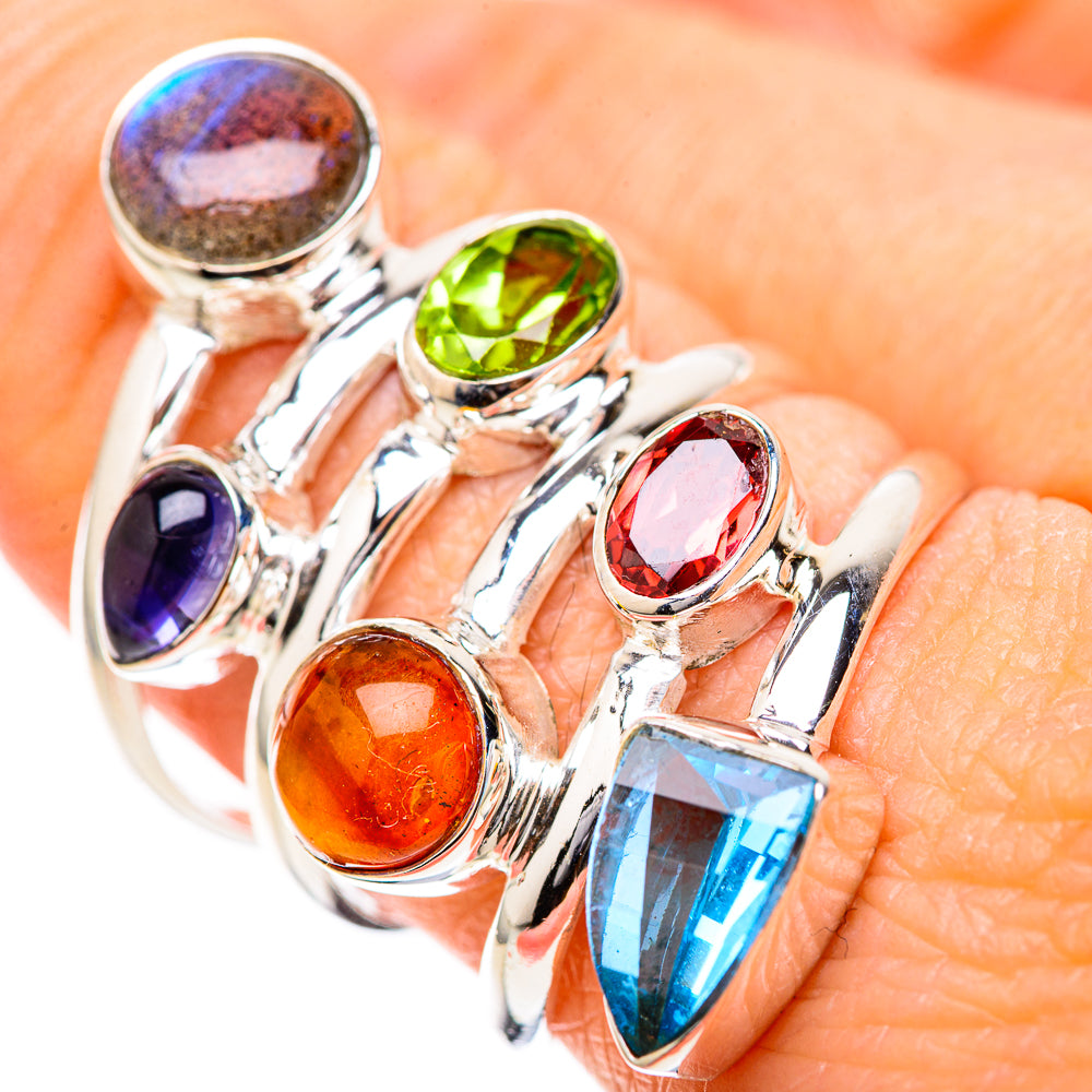 Labradorite, Peridot, Tanzanite, Garnet, Carnelian, Apatite Rings handcrafted by Anasilvercos - RING129101