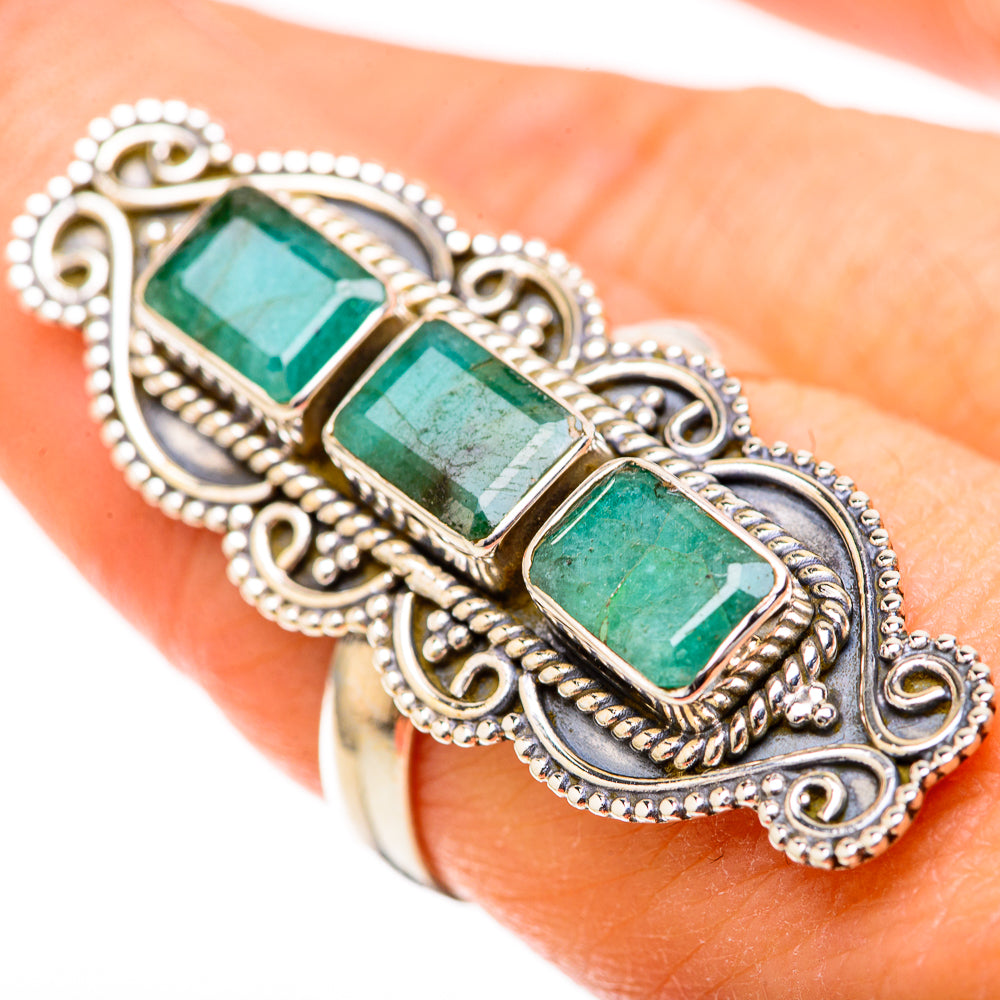 Zambian Emerald Rings handcrafted by Anasilvercos - RING129105