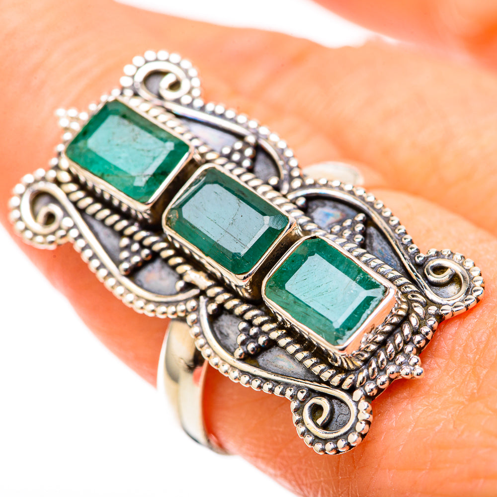 Zambian Emerald Rings handcrafted by Anasilvercos - RING129106