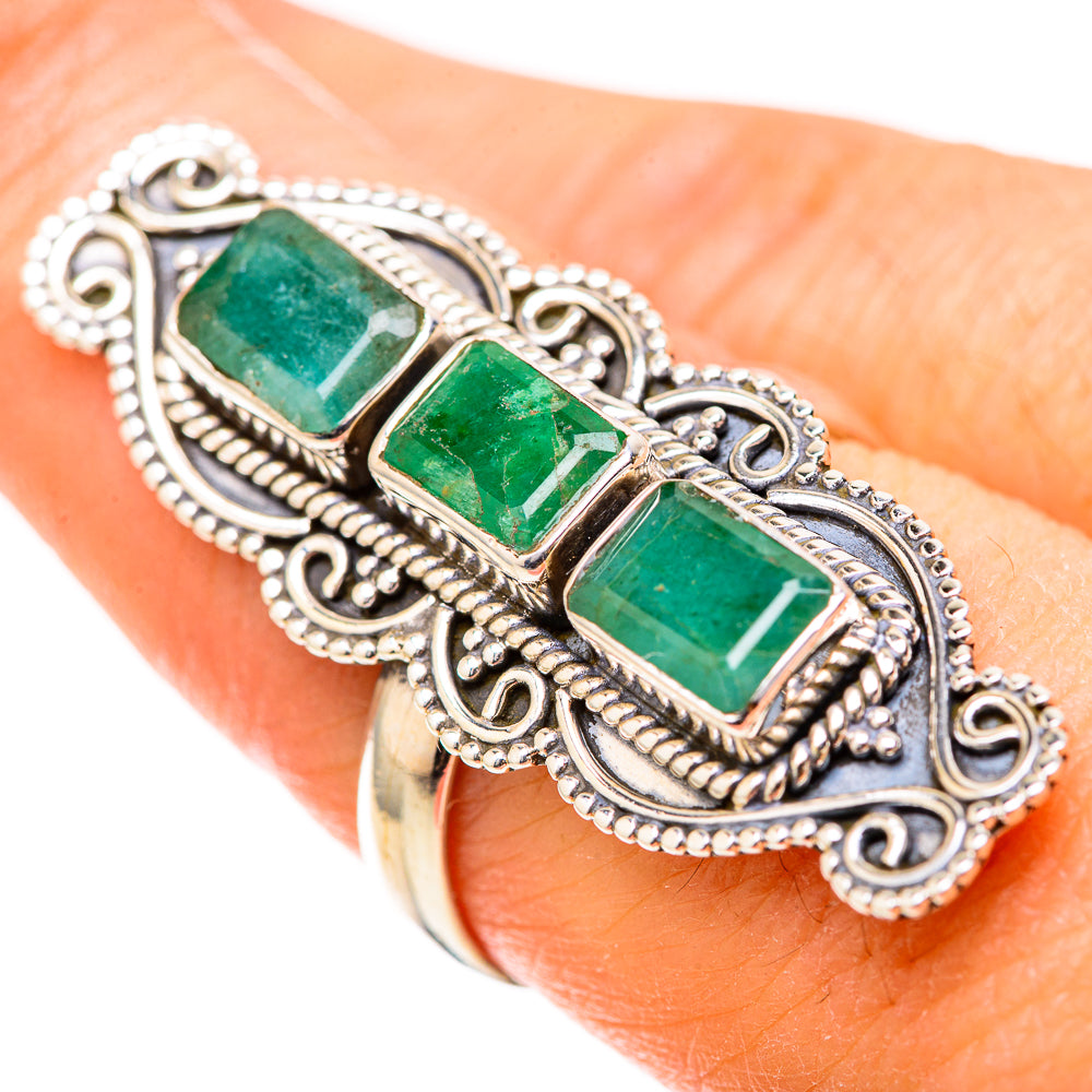Zambian Emerald Rings handcrafted by Anasilvercos - RING129114