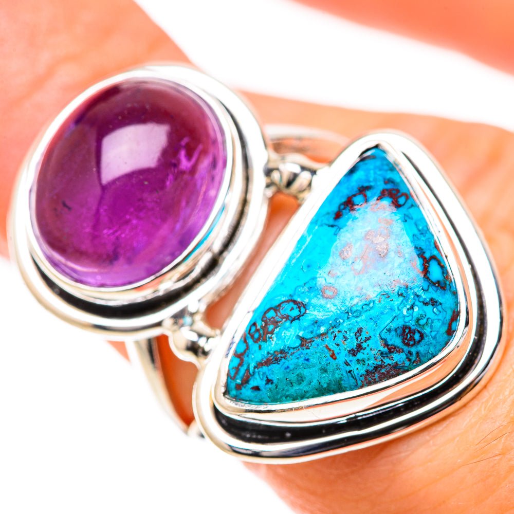 Shattuckite, Amethyst Rings handcrafted by Anasilvercos - RING129118