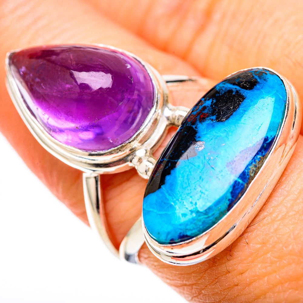 Shattuckite, Amethyst Rings handcrafted by Anasilvercos - RING129119