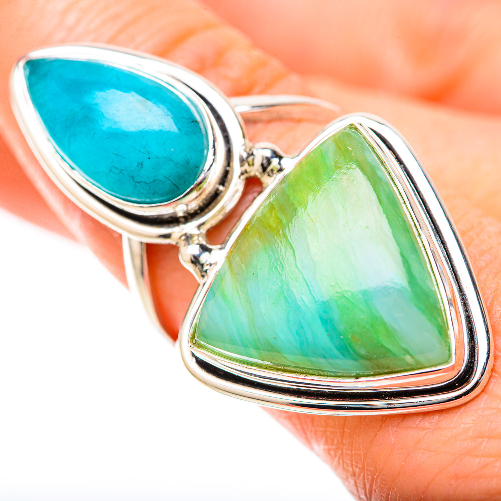 Peruvian Opal, Chrysocolla Rings handcrafted by Anasilvercos - RING129120