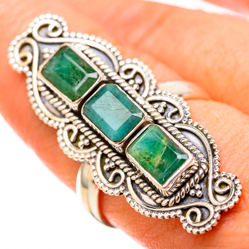 Zambian Emerald Rings handcrafted by Anasilvercos - RING129122
