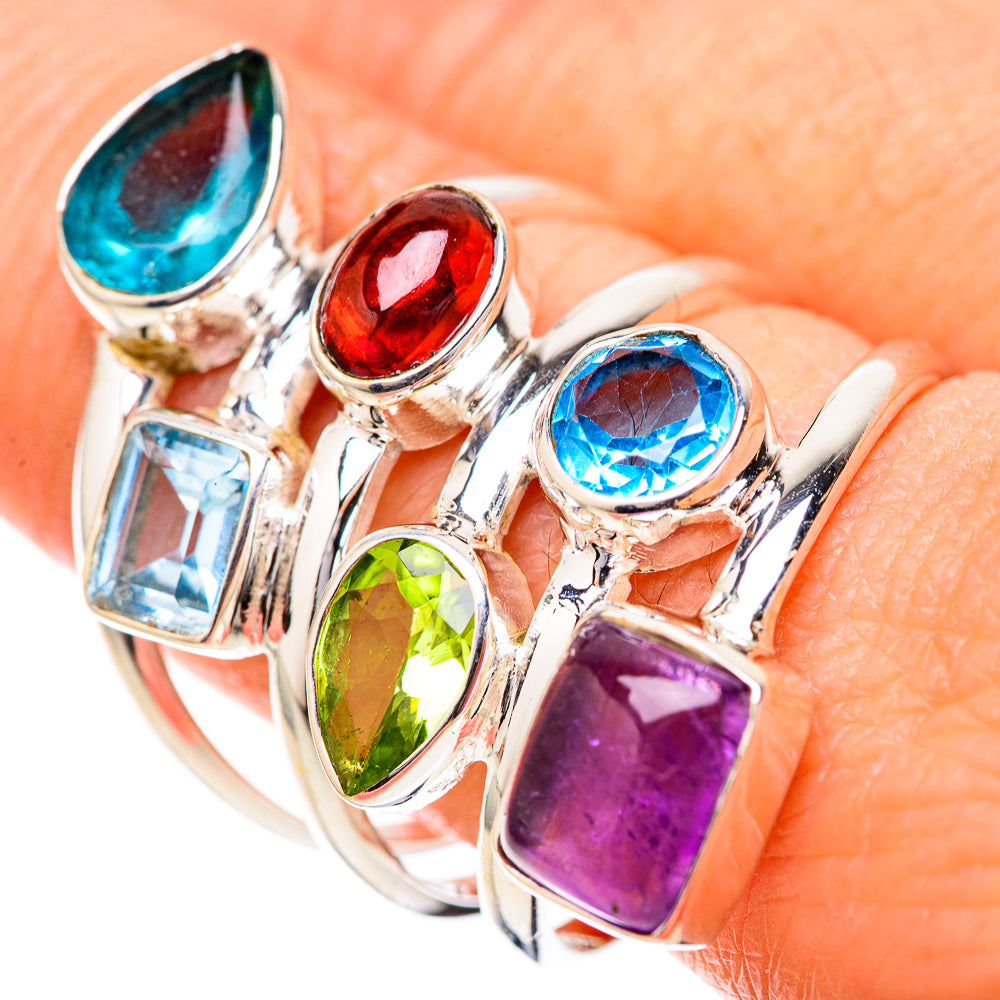 Amethyst, Blue Topaz, Peridot, Garnet Rings handcrafted by Anasilvercos - RING129126
