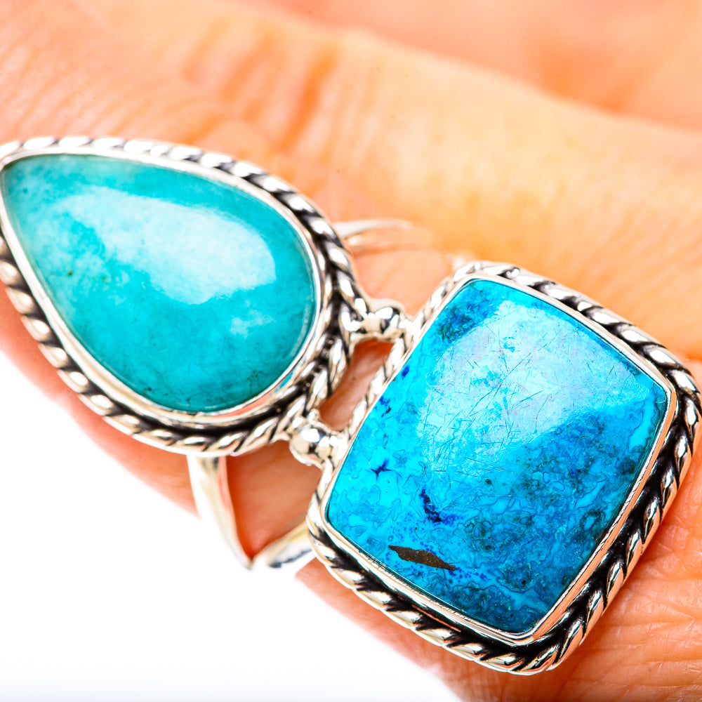 Chrysocolla, Larimar Rings handcrafted by Anasilvercos - RING129141