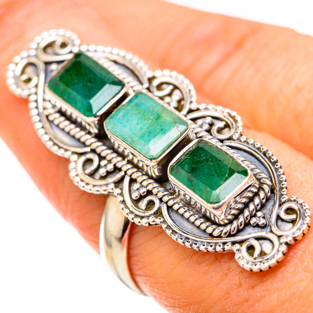 Zambian Emerald Rings handcrafted by Anasilvercos - RING129153