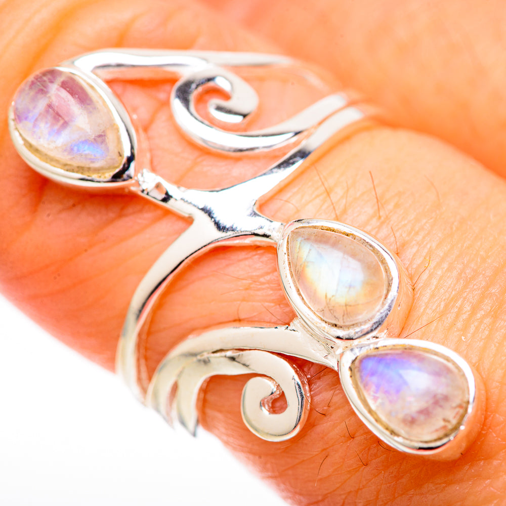 Rainbow Moonstone Rings handcrafted by Anasilvercos - RING129166_SIZE-6