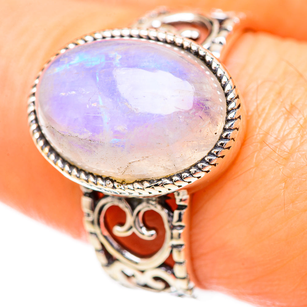 Rainbow Moonstone Rings handcrafted by Anasilvercos - RING129169_SIZE-8