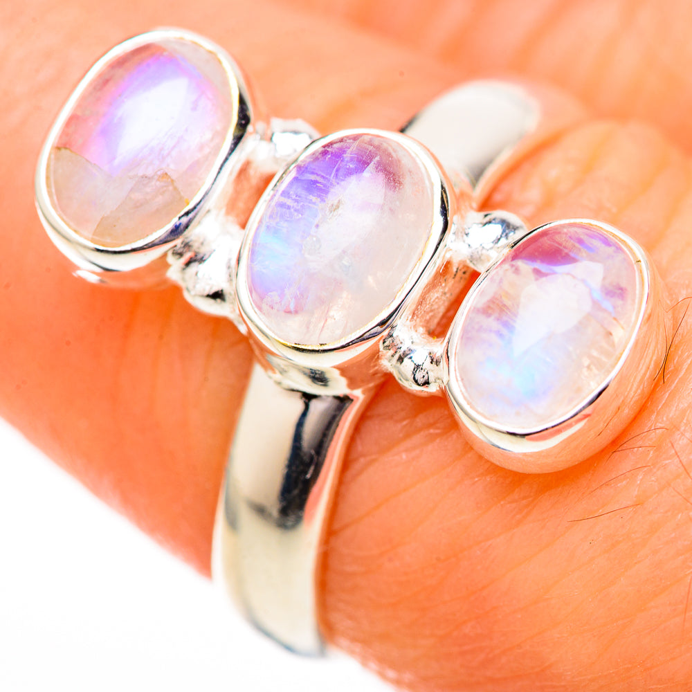 Rainbow Moonstone Rings handcrafted by Anasilvercos - RING129171_SIZE-7