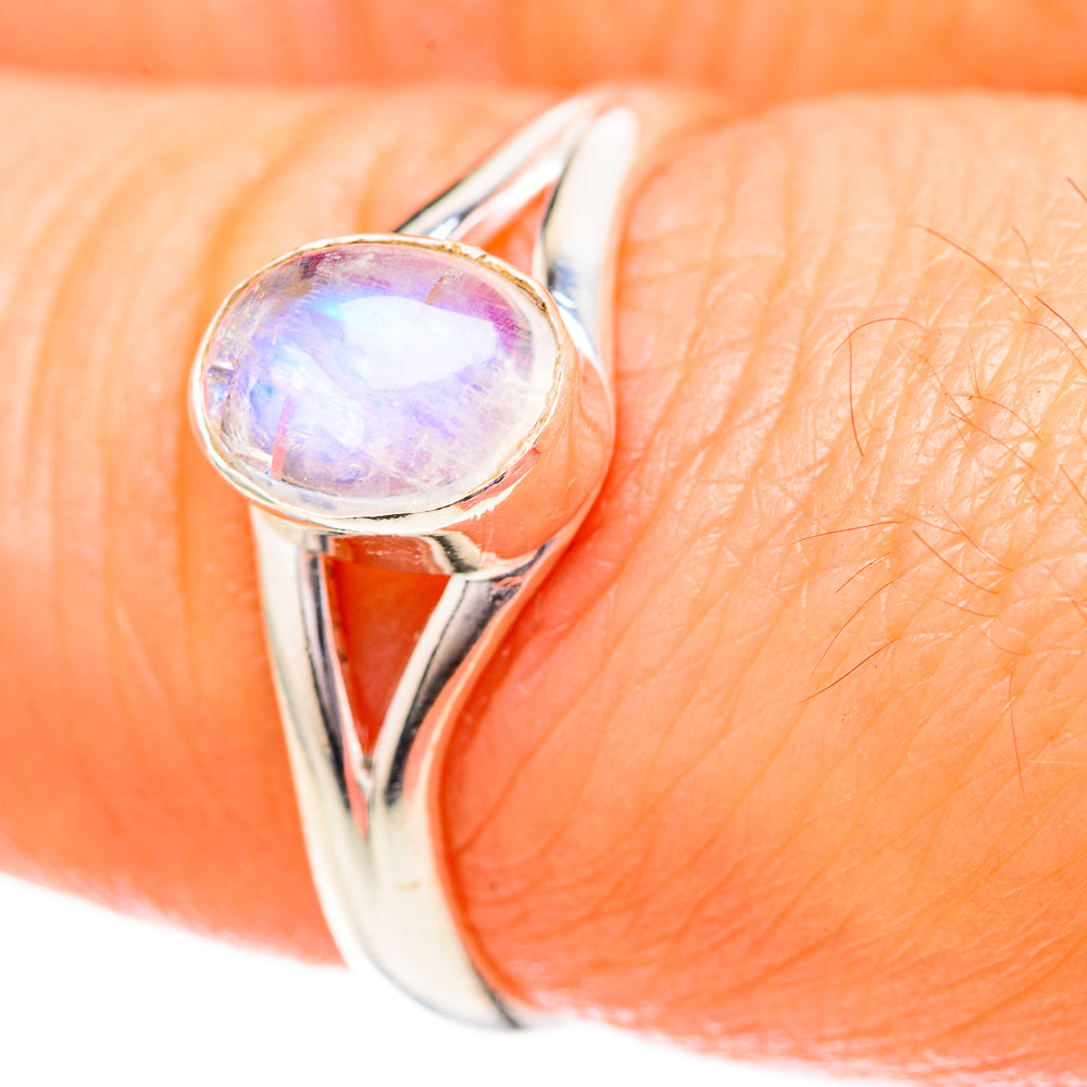 Rainbow Moonstone Rings handcrafted by Anasilvercos - RING129172_SIZE-7