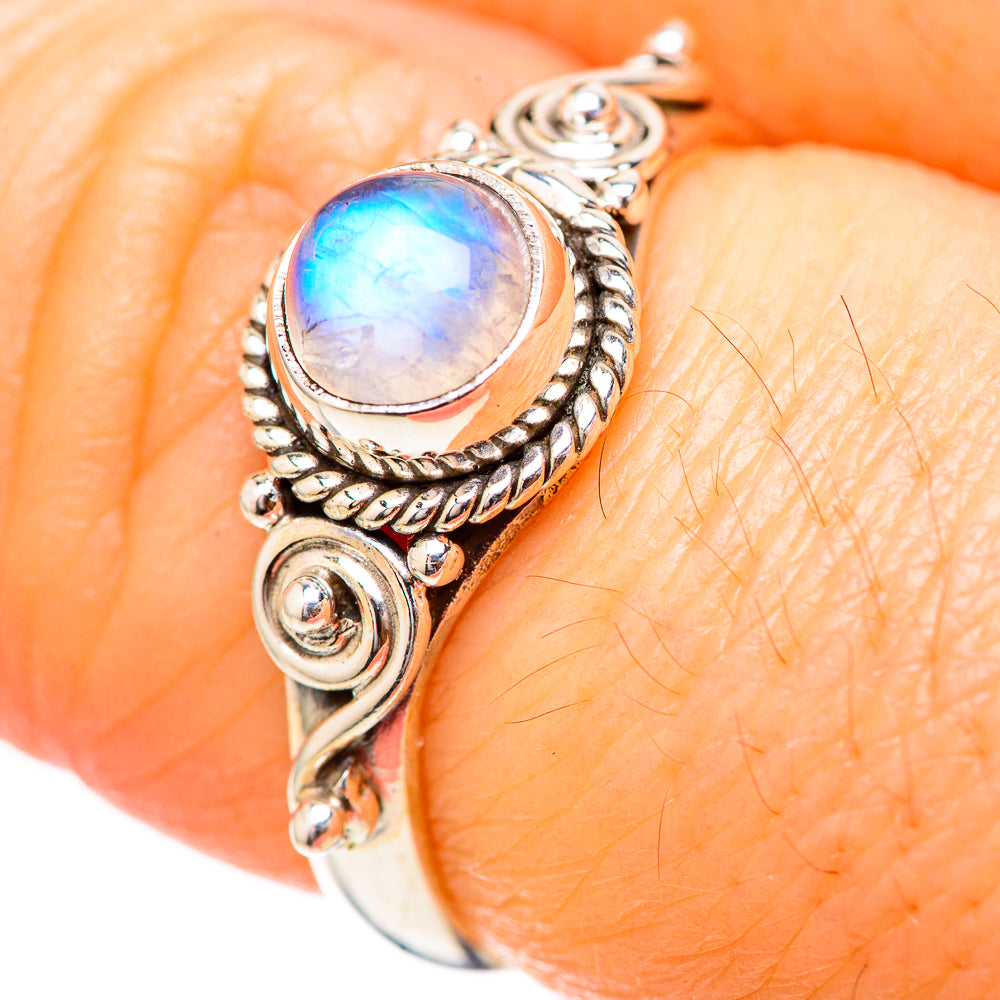 Rainbow Moonstone Rings handcrafted by Anasilvercos - RING129174_SIZE-7