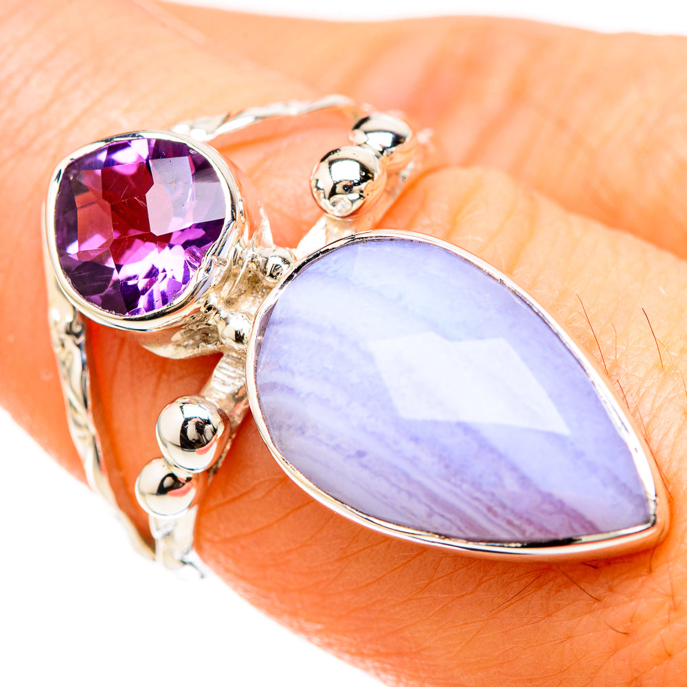 Blue Lace Agate Rings handcrafted by Anasilvercos - RING129191