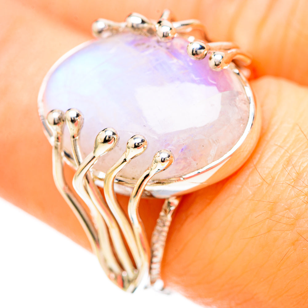 Rainbow Moonstone Rings handcrafted by Anasilvercos - RING129194