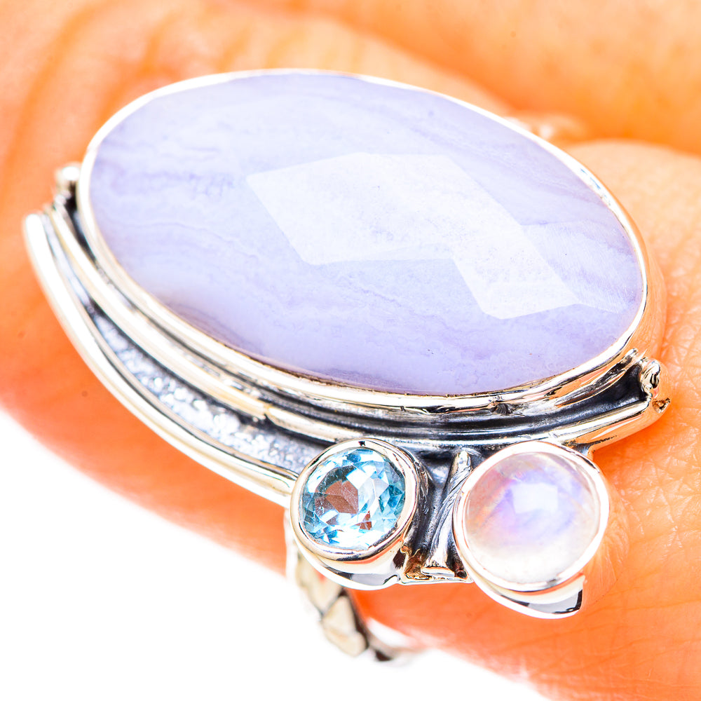 Blue Lace Agate Rings handcrafted by Anasilvercos - RING129195
