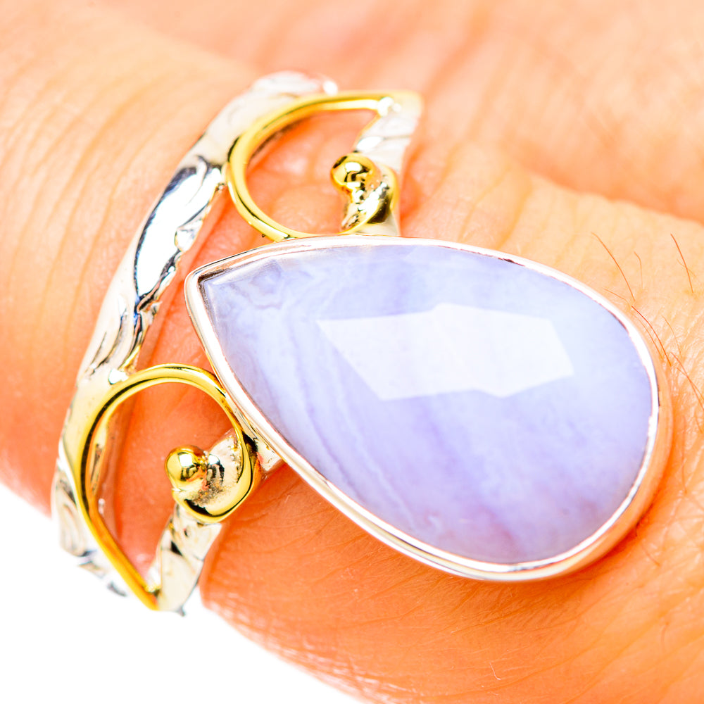 Blue Lace Agate Rings handcrafted by Anasilvercos - RING129210