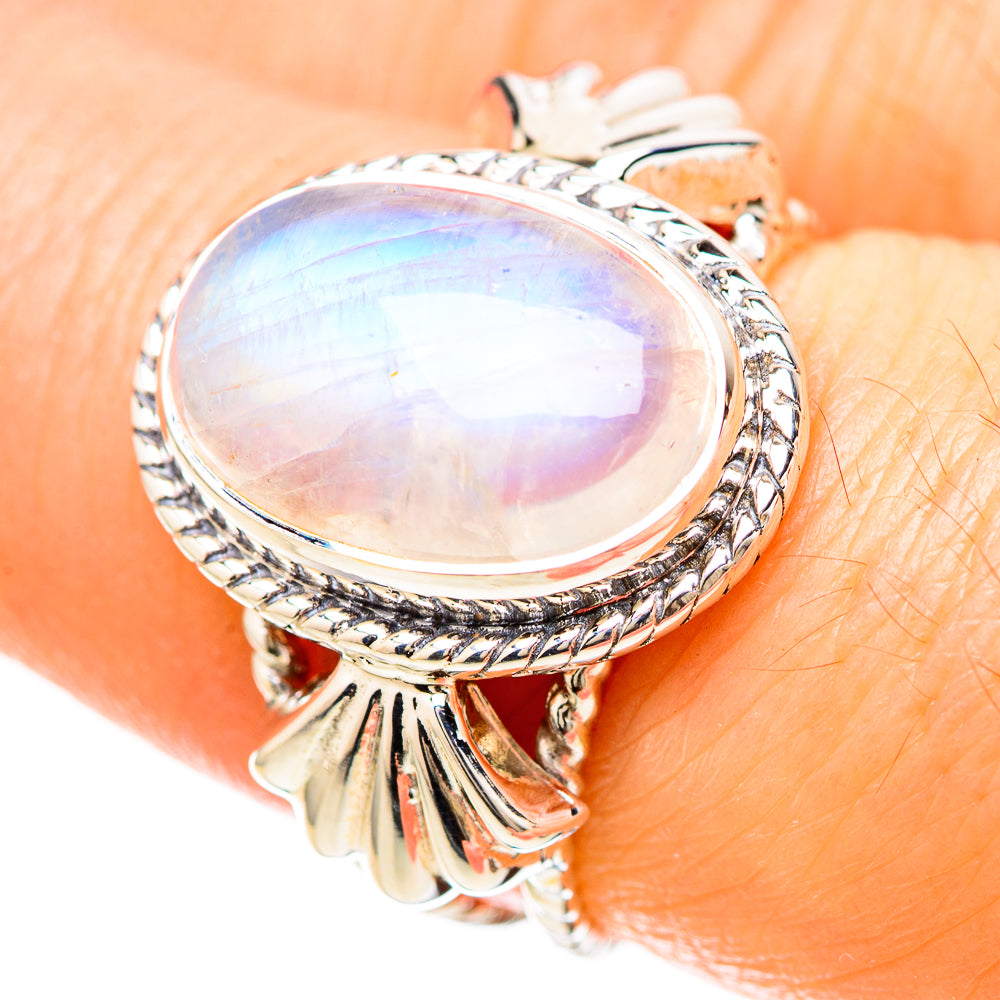 Rainbow Moonstone Rings handcrafted by Anasilvercos - RING129225