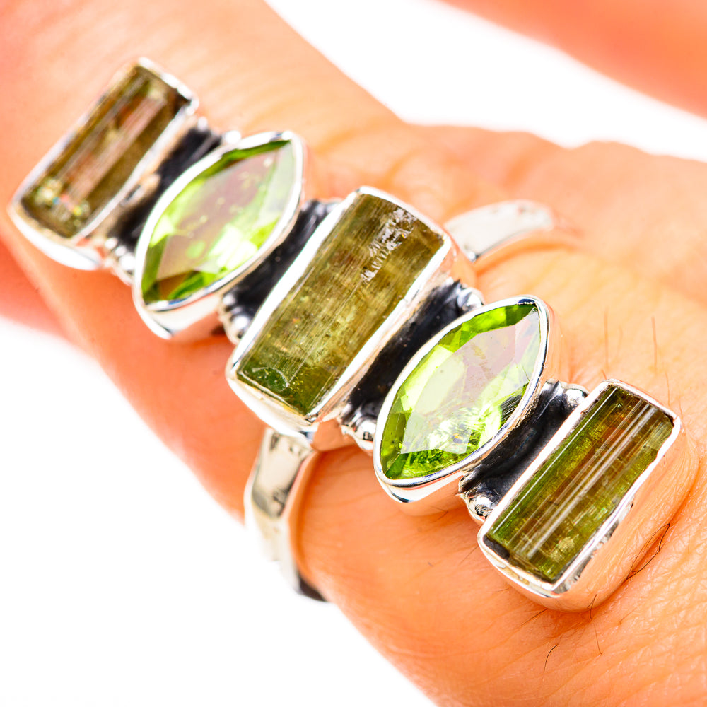 Green Tourmaline Rings handcrafted by Anasilvercos - RING129276