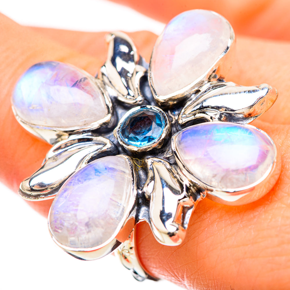 Rainbow Moonstone Rings handcrafted by Anasilvercos - RING129282