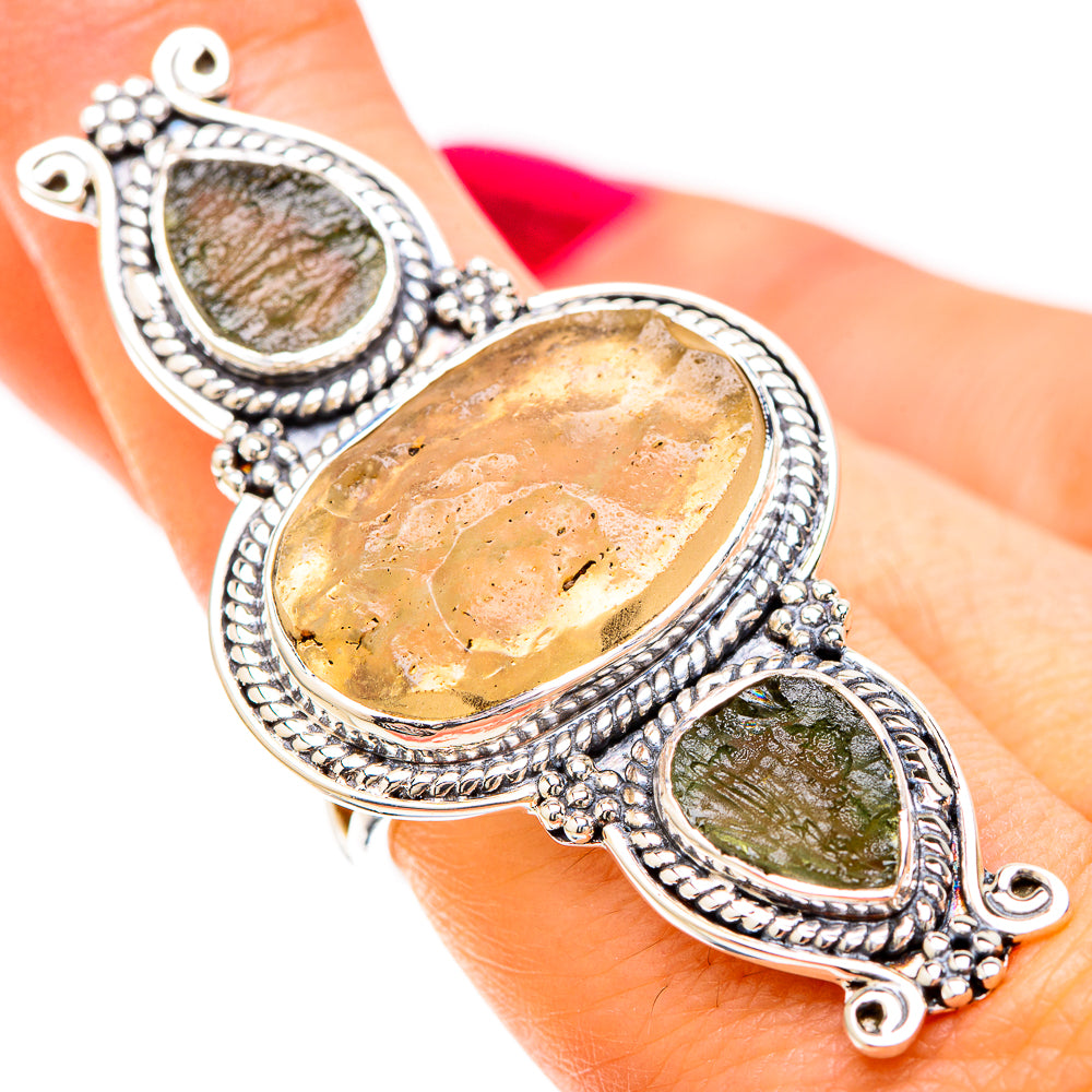 Libyan Desert Glass Rings handcrafted by Anasilvercos - RING129289