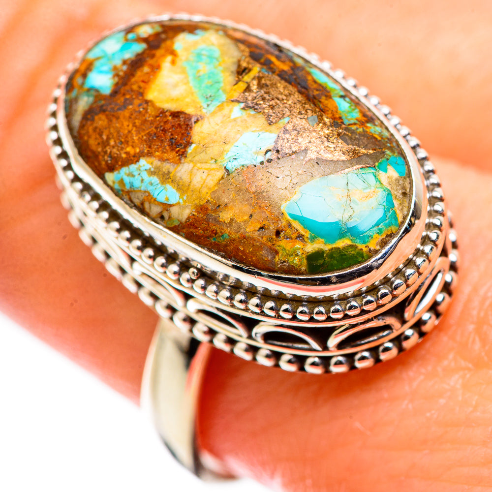 Blue Copper Composite Turquoise Rings handcrafted by Anasilvercos - RING129347