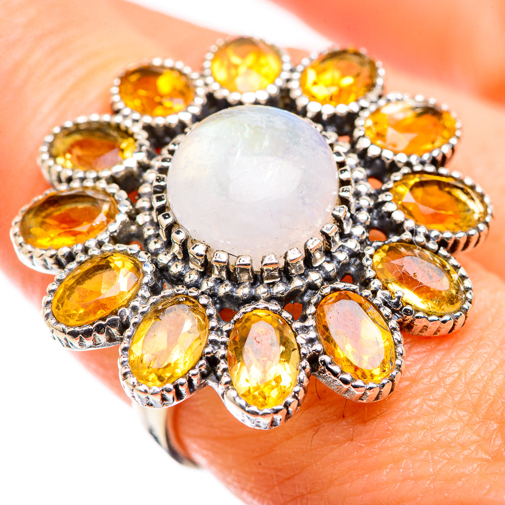 Rainbow Moonstone Rings handcrafted by Anasilvercos - RING129456