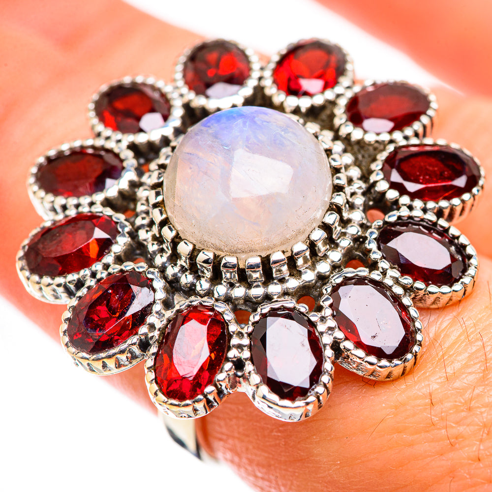 Rainbow Moonstone Rings handcrafted by Anasilvercos - RING129460