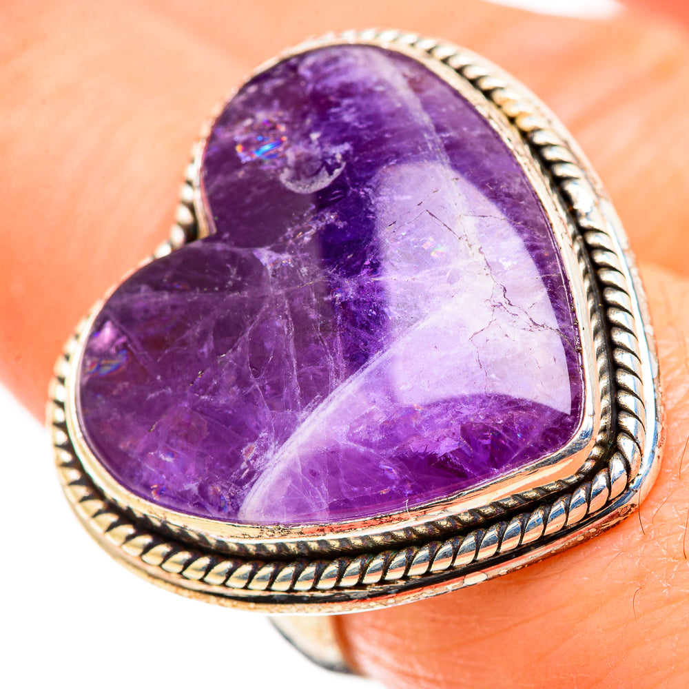 Chevron Amethyst Rings handcrafted by Anasilvercos - RING129463