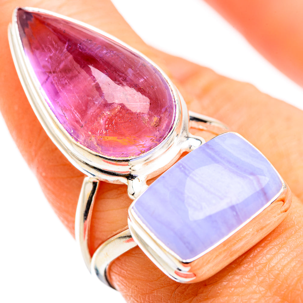Blue Lace Agate Rings handcrafted by Anasilvercos - RING129464