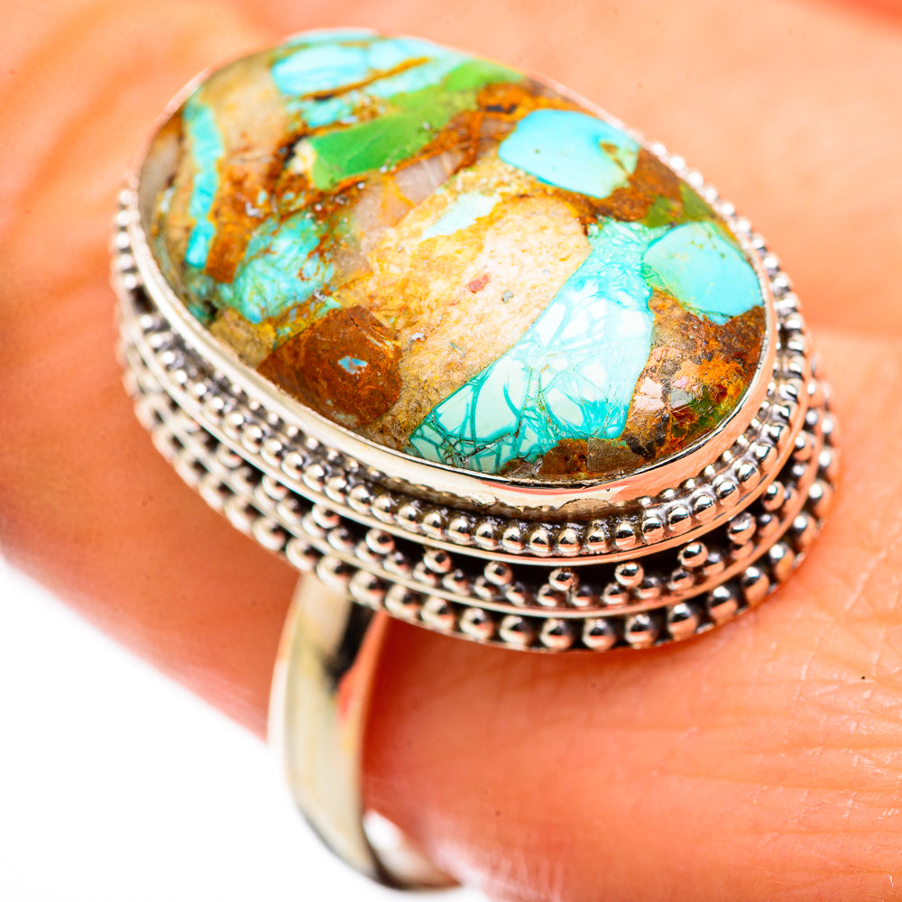 Blue Copper Composite Turquoise Rings handcrafted by Anasilvercos - RING129474