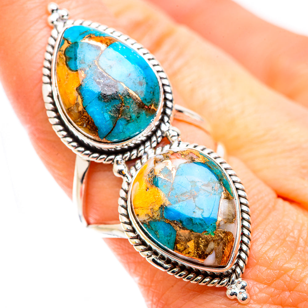 Blue Copper Composite Turquoise Rings handcrafted by Anasilvercos - RING129475