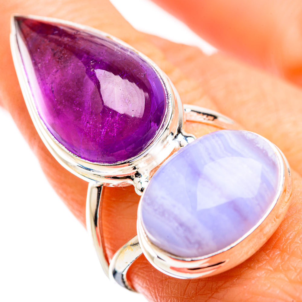 Blue Lace Agate Rings handcrafted by Anasilvercos - RING129483