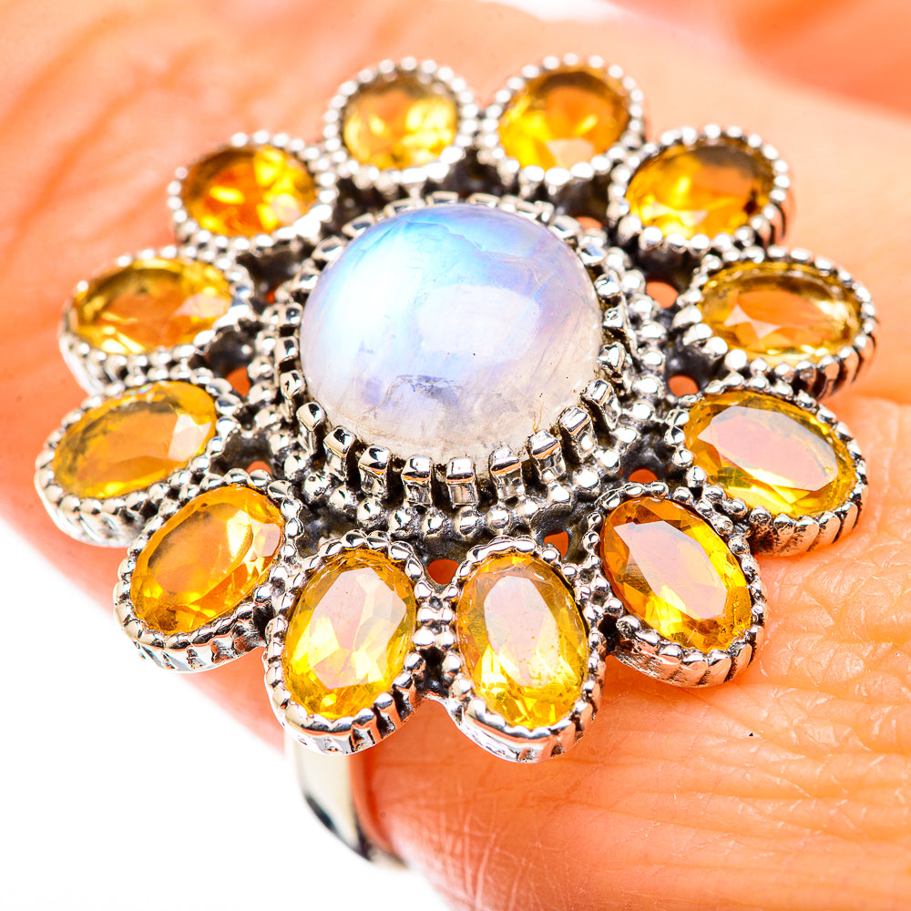 Rainbow Moonstone Rings handcrafted by Anasilvercos - RING129495