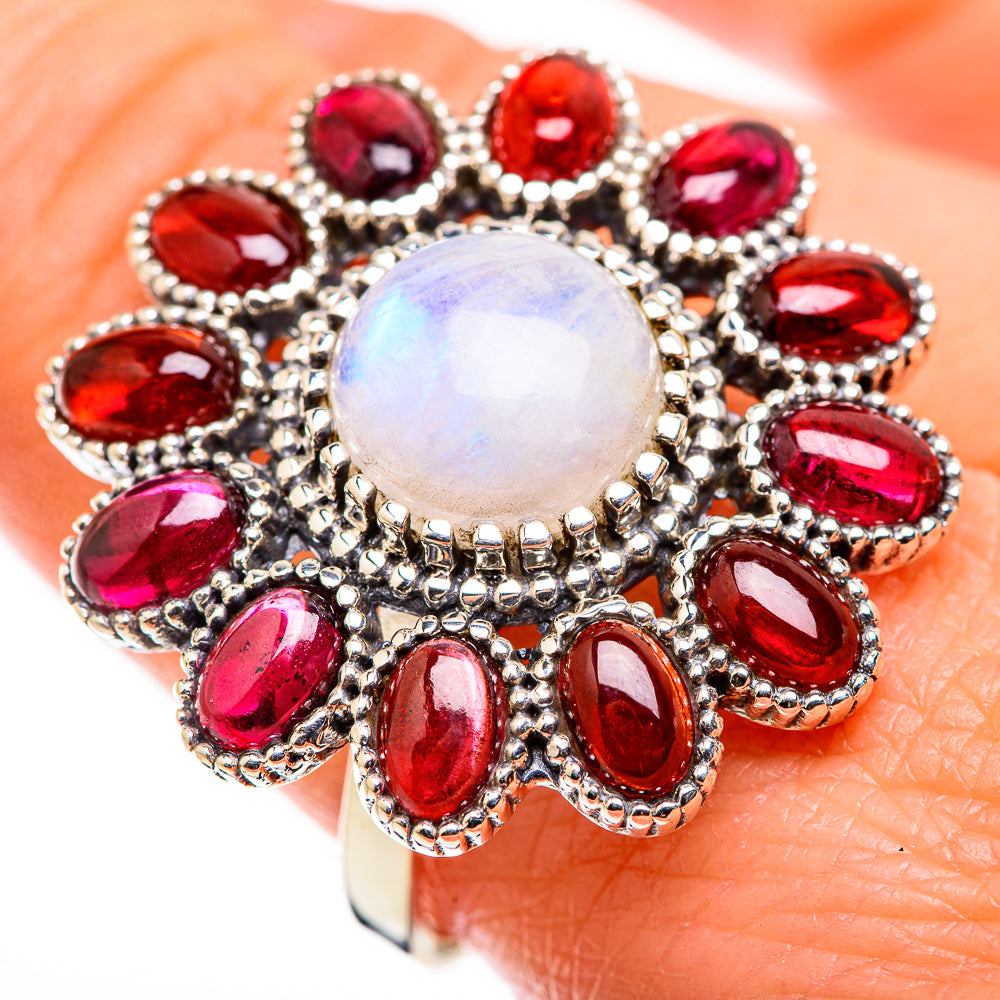 Rainbow Moonstone Rings handcrafted by Anasilvercos - RING129500