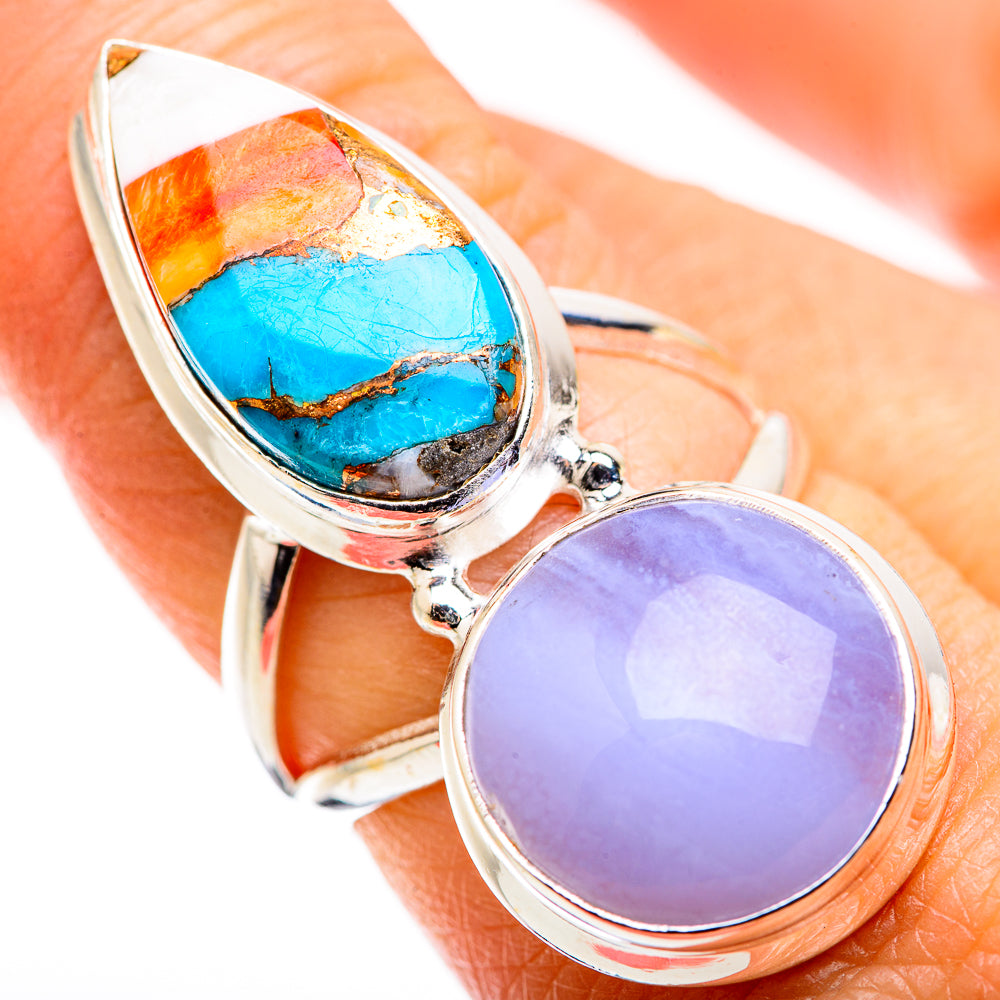 Blue Lace Agate Rings handcrafted by Anasilvercos - RING129502