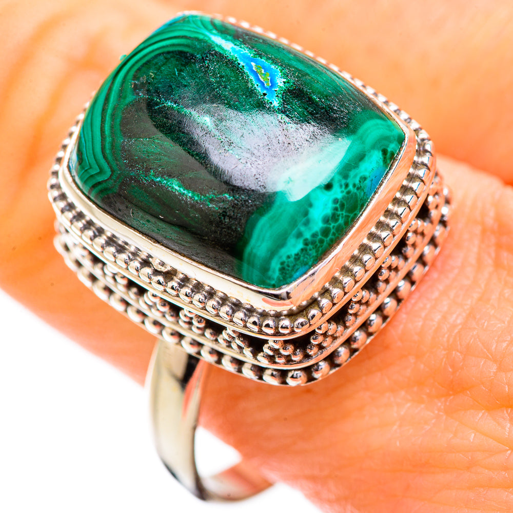 Malachite In Chrysocolla Rings handcrafted by Anasilvercos - RING129514