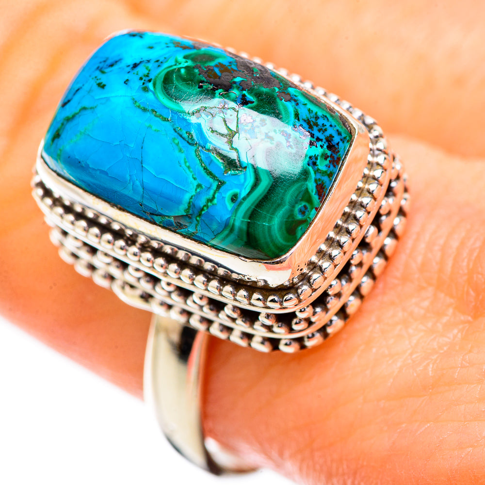 Malachite In Chrysocolla Rings handcrafted by Anasilvercos - RING129525