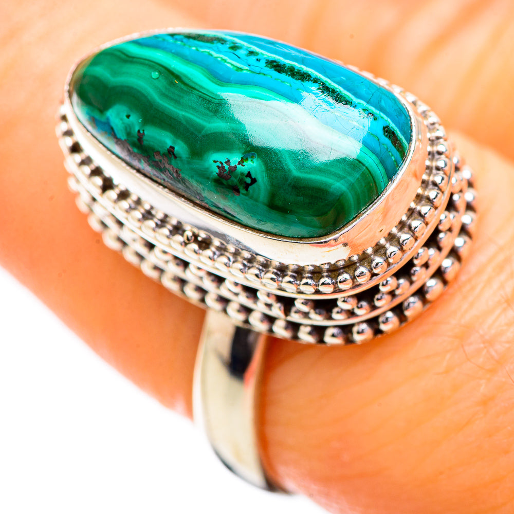 Malachite In Chrysocolla Rings handcrafted by Anasilvercos - RING129526