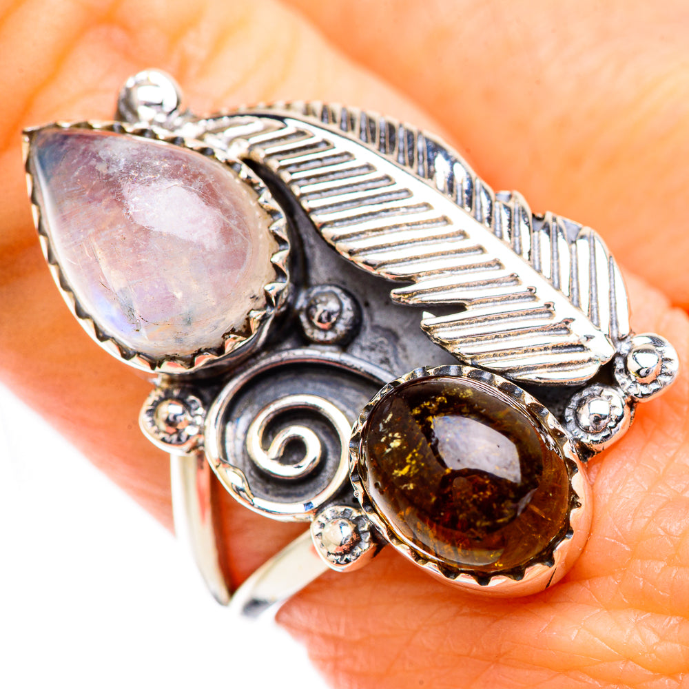 Rainbow Moonstone Rings handcrafted by Anasilvercos - RING129542