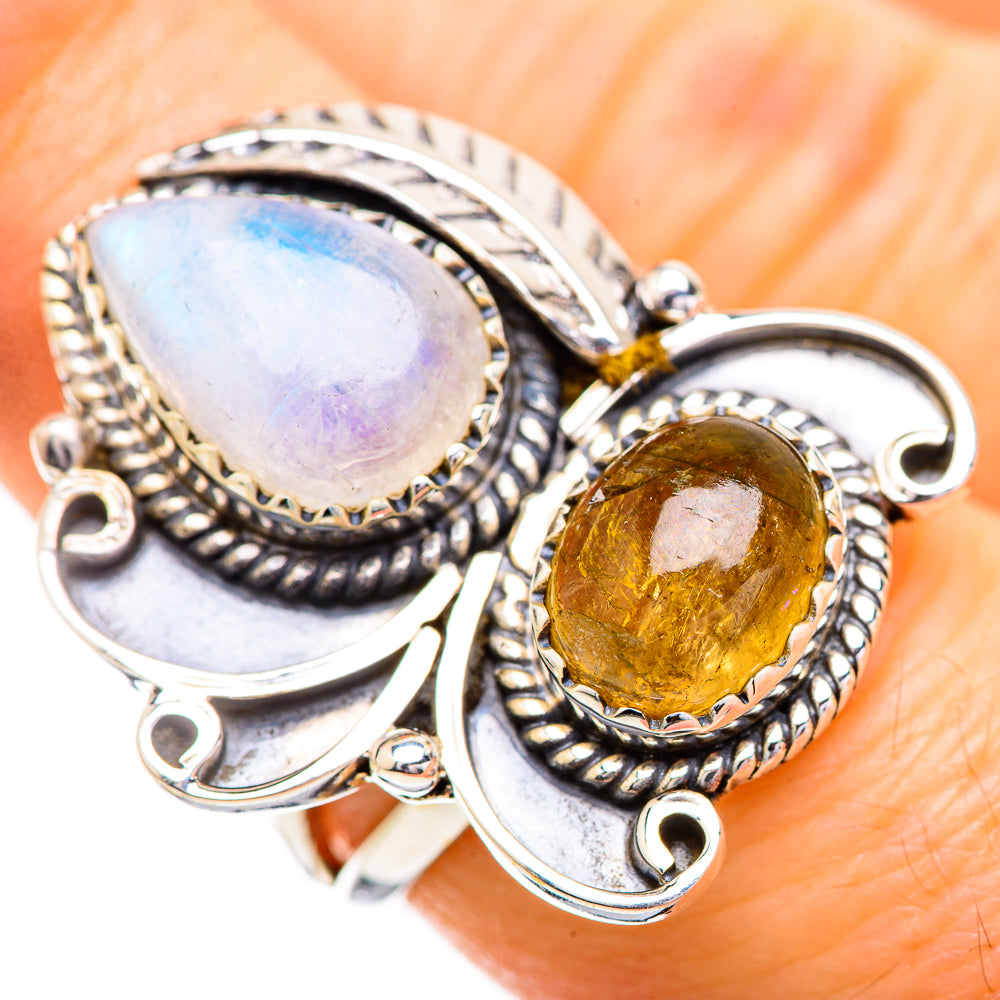 Rainbow Moonstone Rings handcrafted by Anasilvercos - RING129545
