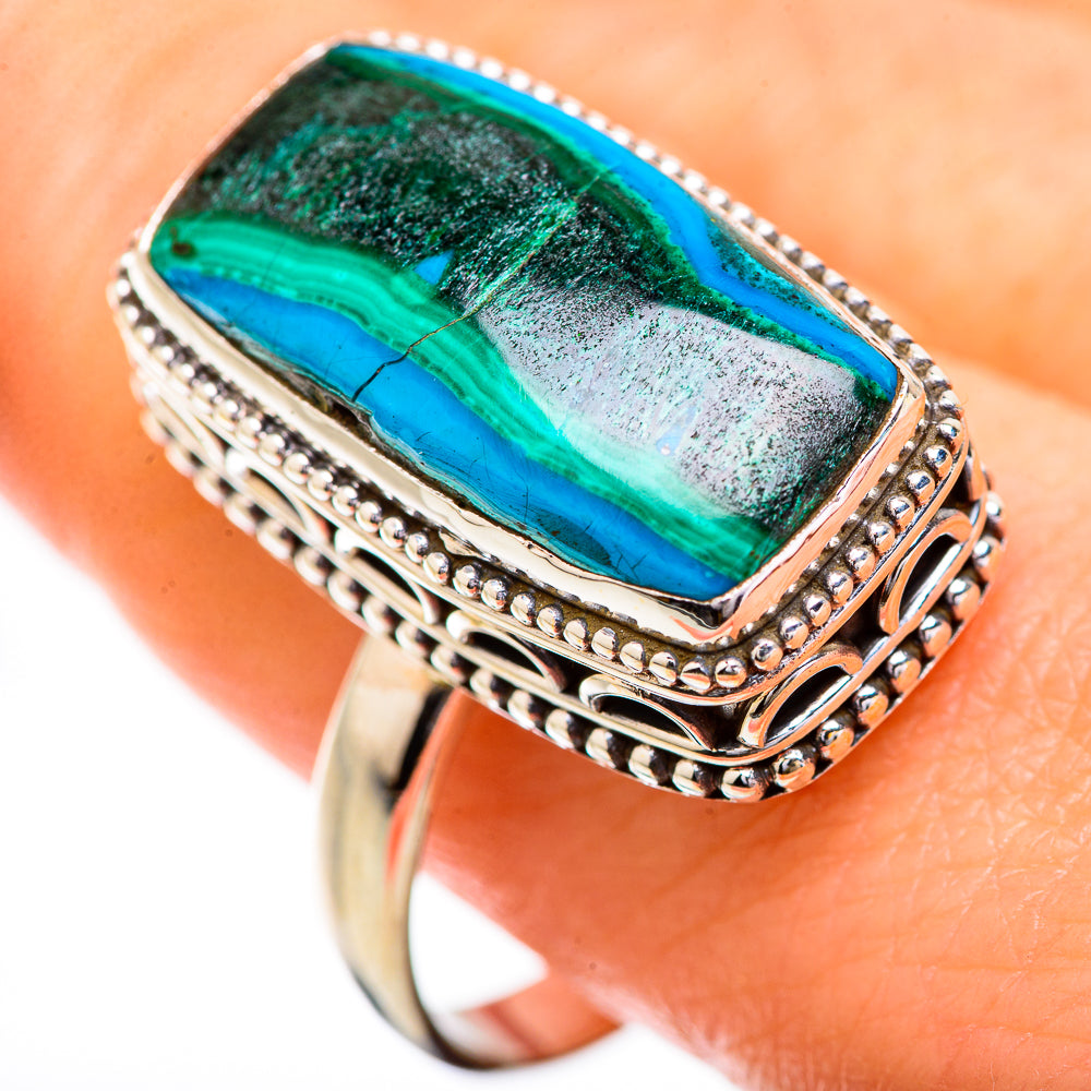 Malachite In Chrysocolla Rings handcrafted by Anasilvercos - RING129550