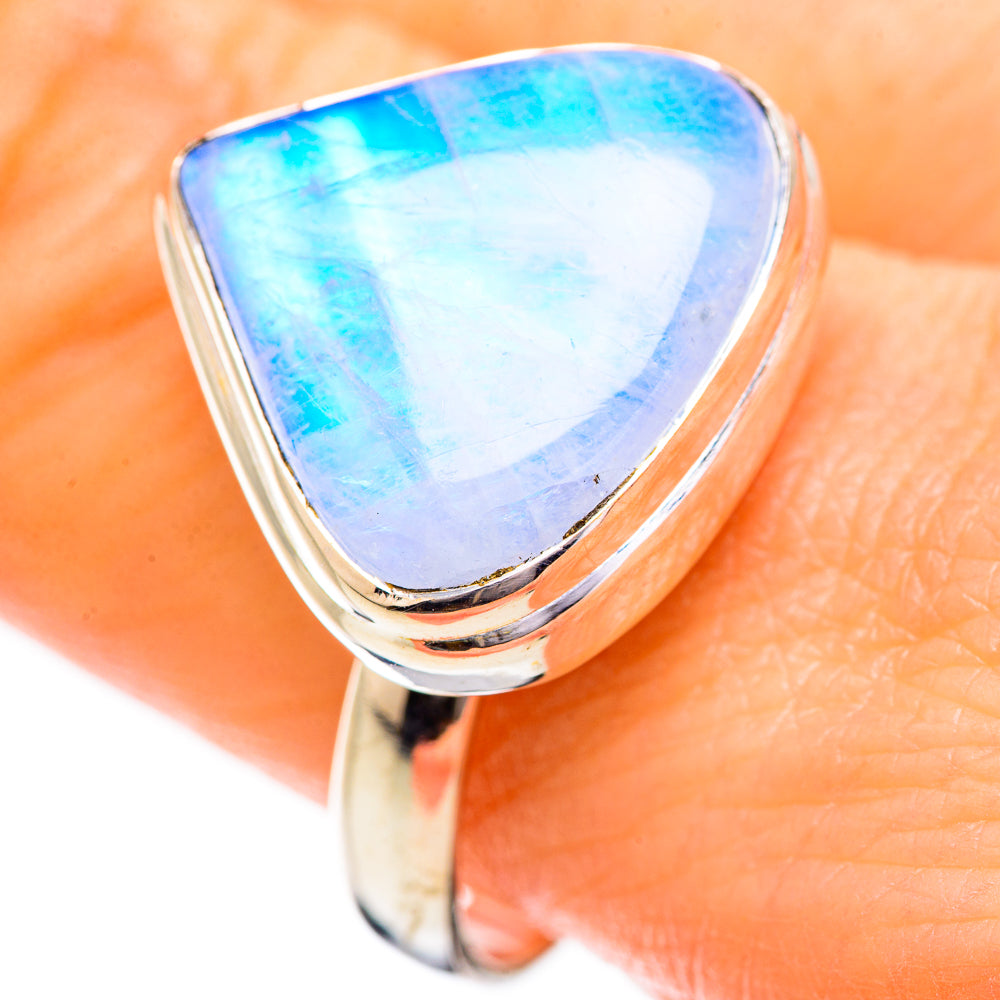 Rainbow Moonstone Rings handcrafted by Anasilvercos - RING129561