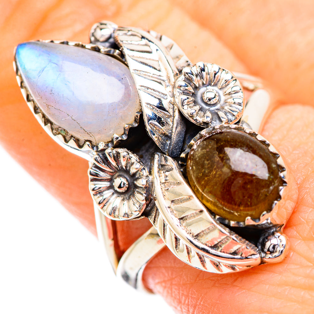 Rainbow Moonstone Rings handcrafted by Anasilvercos - RING129566