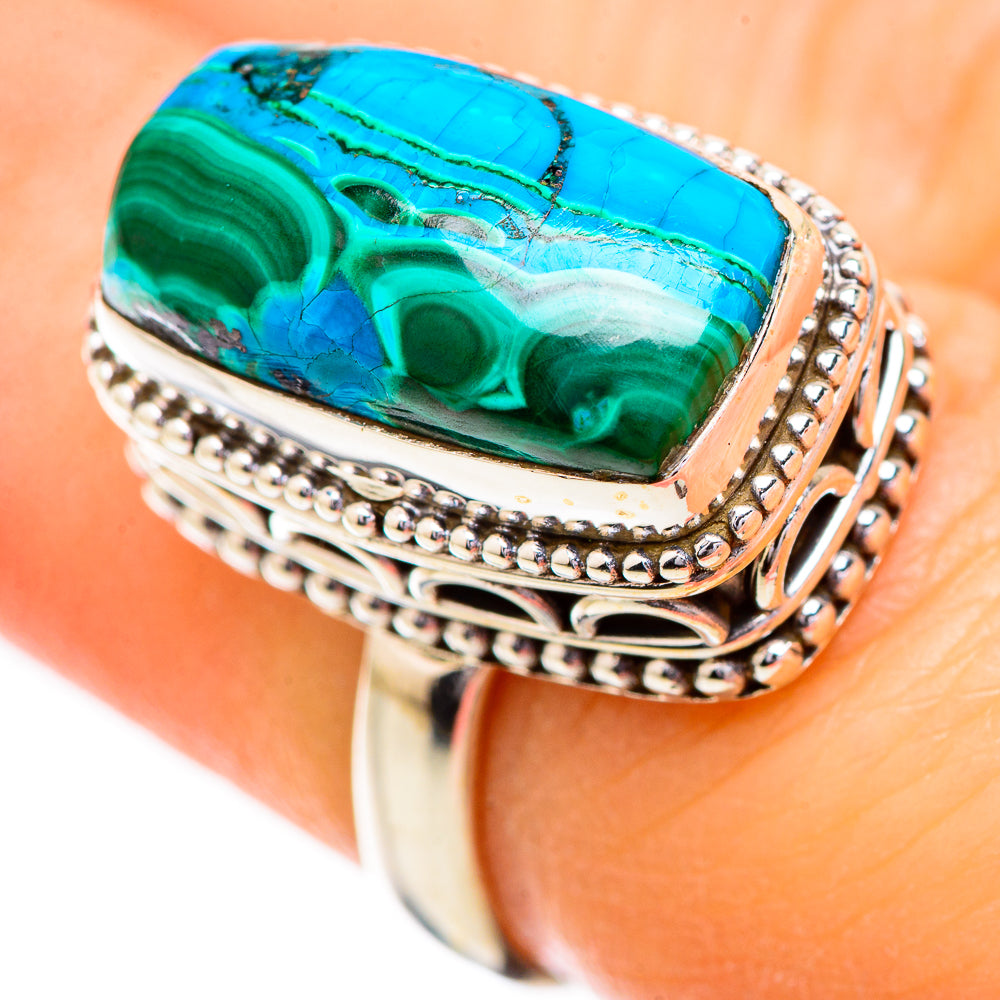 Malachite In Chrysocolla Rings handcrafted by Anasilvercos - RING129574