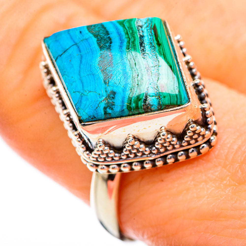 Malachite In Chrysocolla Rings handcrafted by Anasilvercos - RING129600