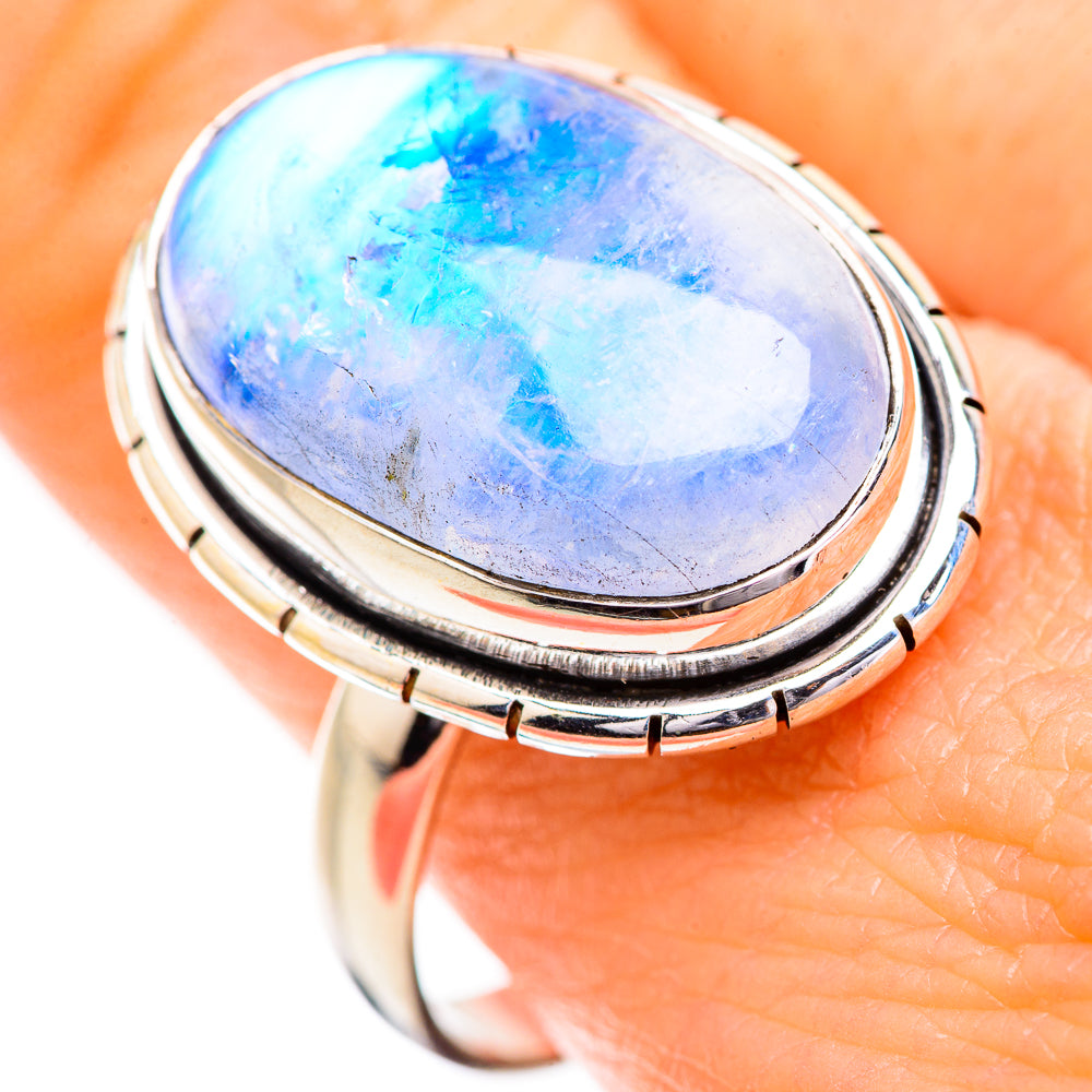 Rainbow Moonstone Rings handcrafted by Anasilvercos - RING129606