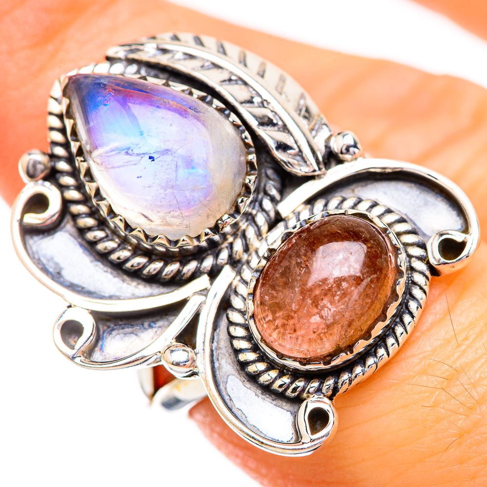 Rainbow Moonstone Rings handcrafted by Anasilvercos - RING129617
